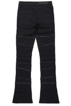 Franko Jet Black Stacked Flare Jean