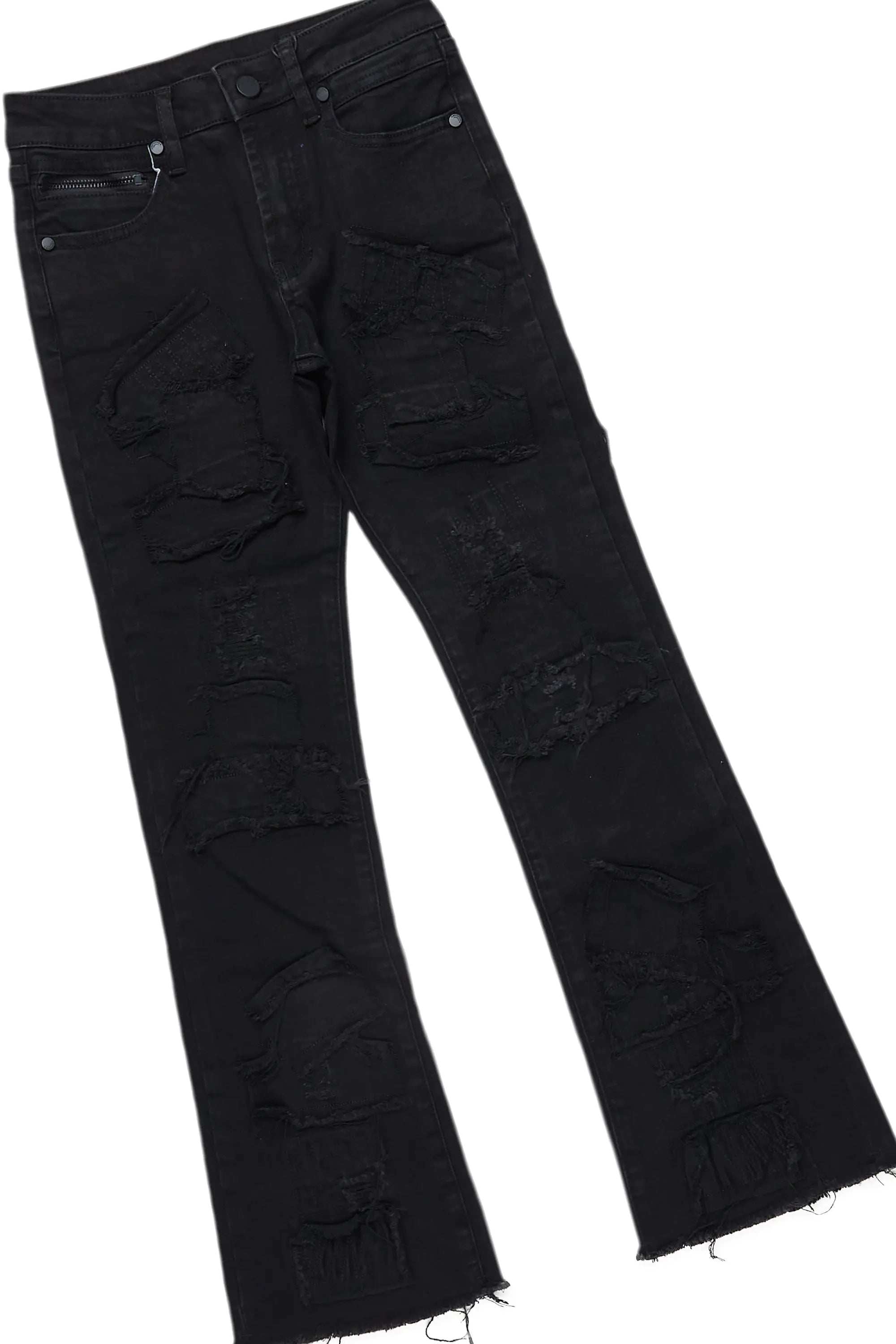 Boys Miro Black/Red Hoodie/Stacked Flare Jean Set