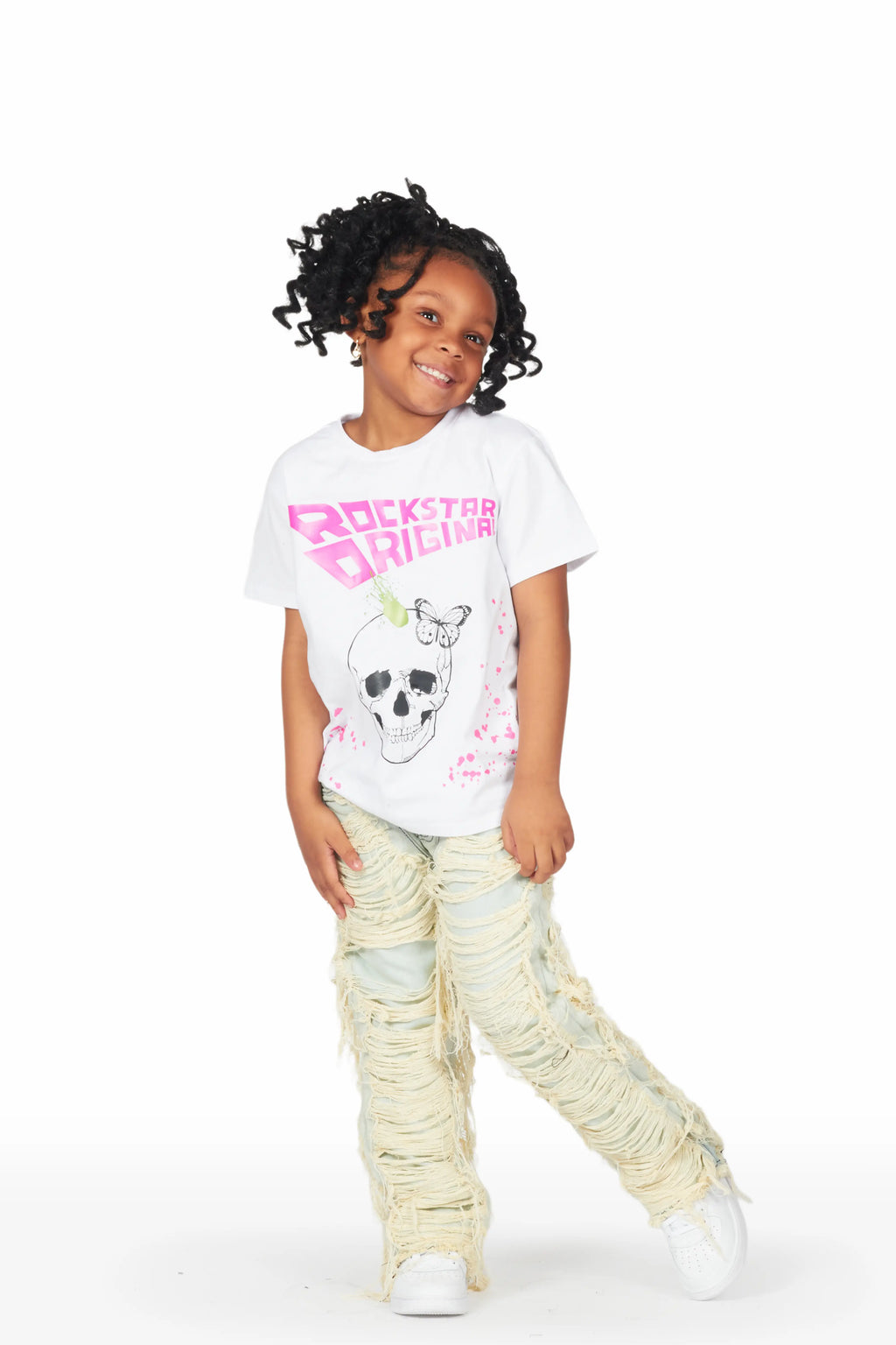 Girls Concetta Light Blue Stacked Flare Jean