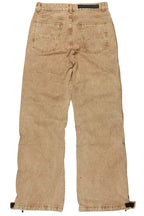 Yuri Beige Stacked Cargo Flare Jean