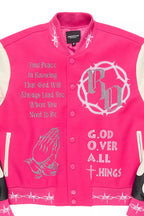 Yalanda Hot Pink Oversized Varsity Jacket
