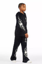 Boys Toshio Black Stacked Flare Knitted Mohair Track Set