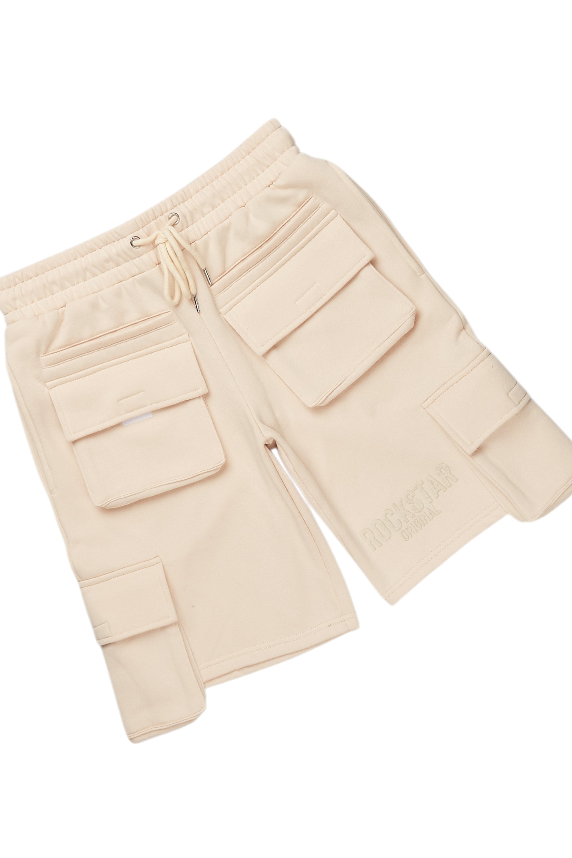 Sana Beige T-Shirt Cargo Shorts Set