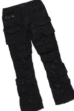 Boys Andros Black Mohair Hoodie/Stacked Flare Jean Set