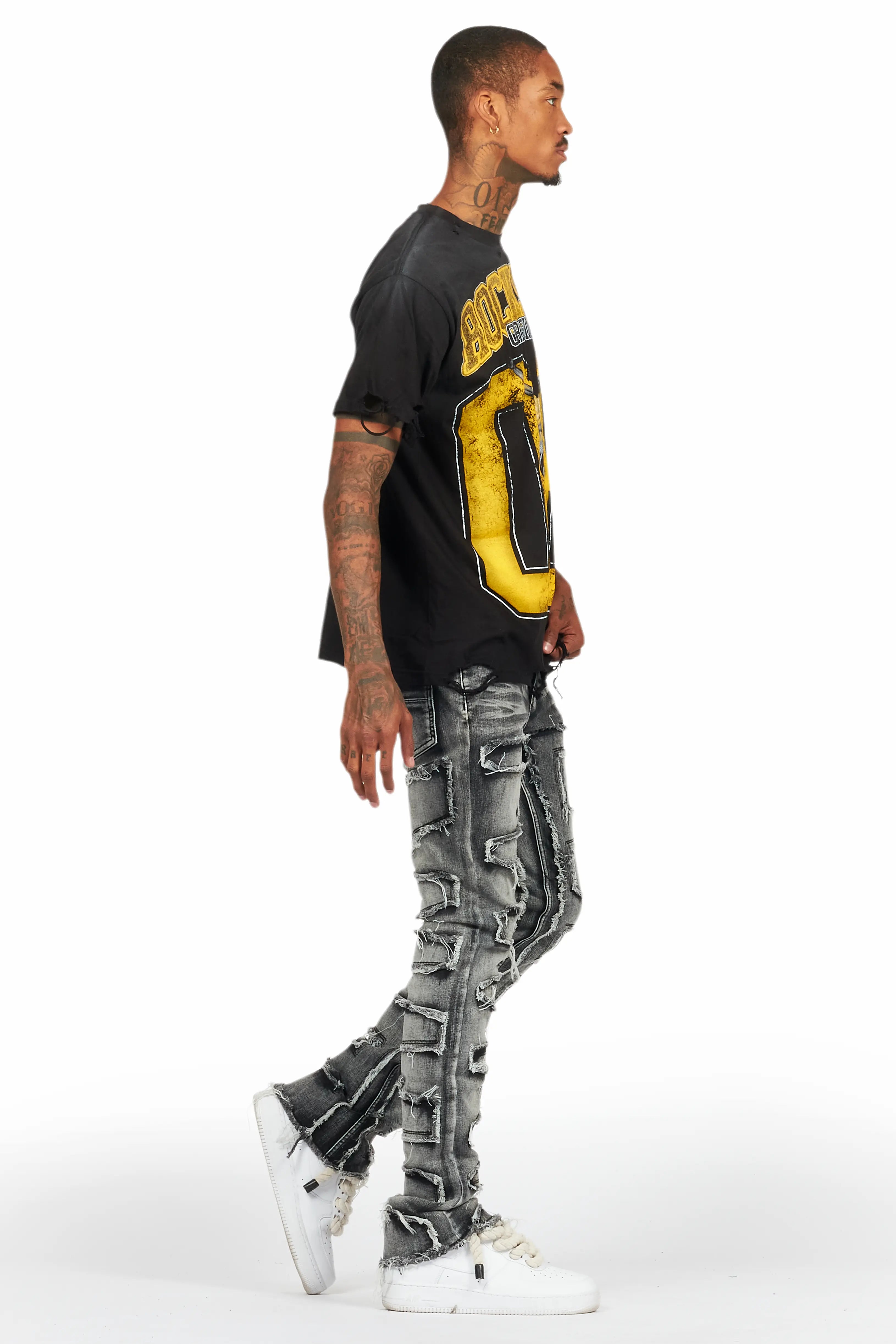 Fields Black/Yellow Oversized Graphic T-Shirt