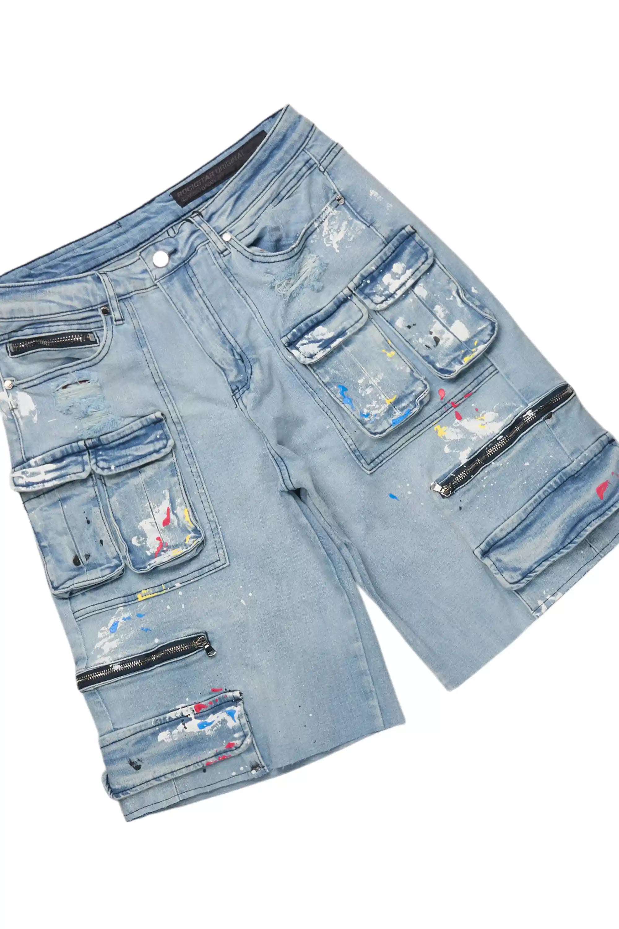 Beno White/Blue T-Shirt/Denim Short Set
