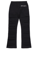 Boys Emilio Black Stacked Flare Track Pant