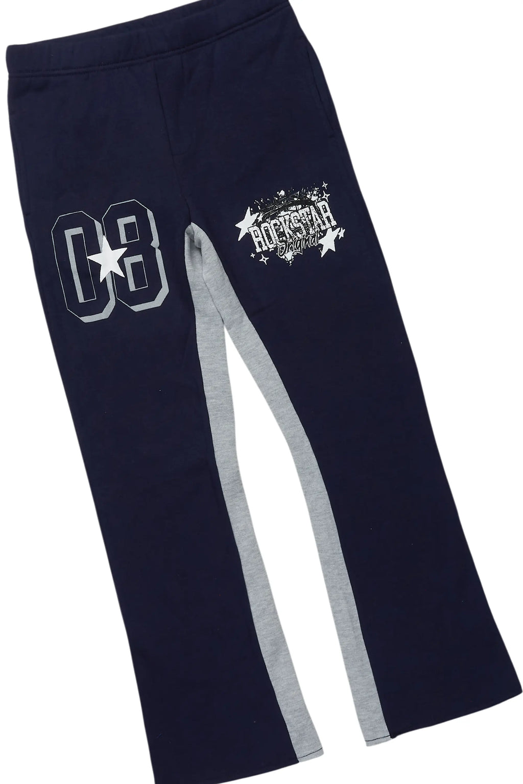 Boys Allstar White/Navy T-Shirt/Stacked Baggy Flare Pant Set