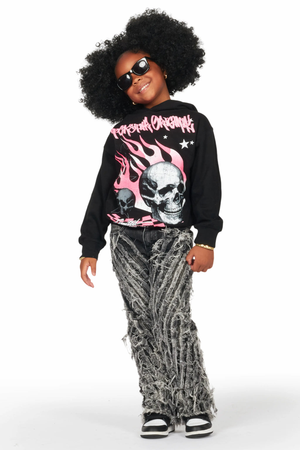 Girls Figgy Dark Grey Stacked Flare Jean