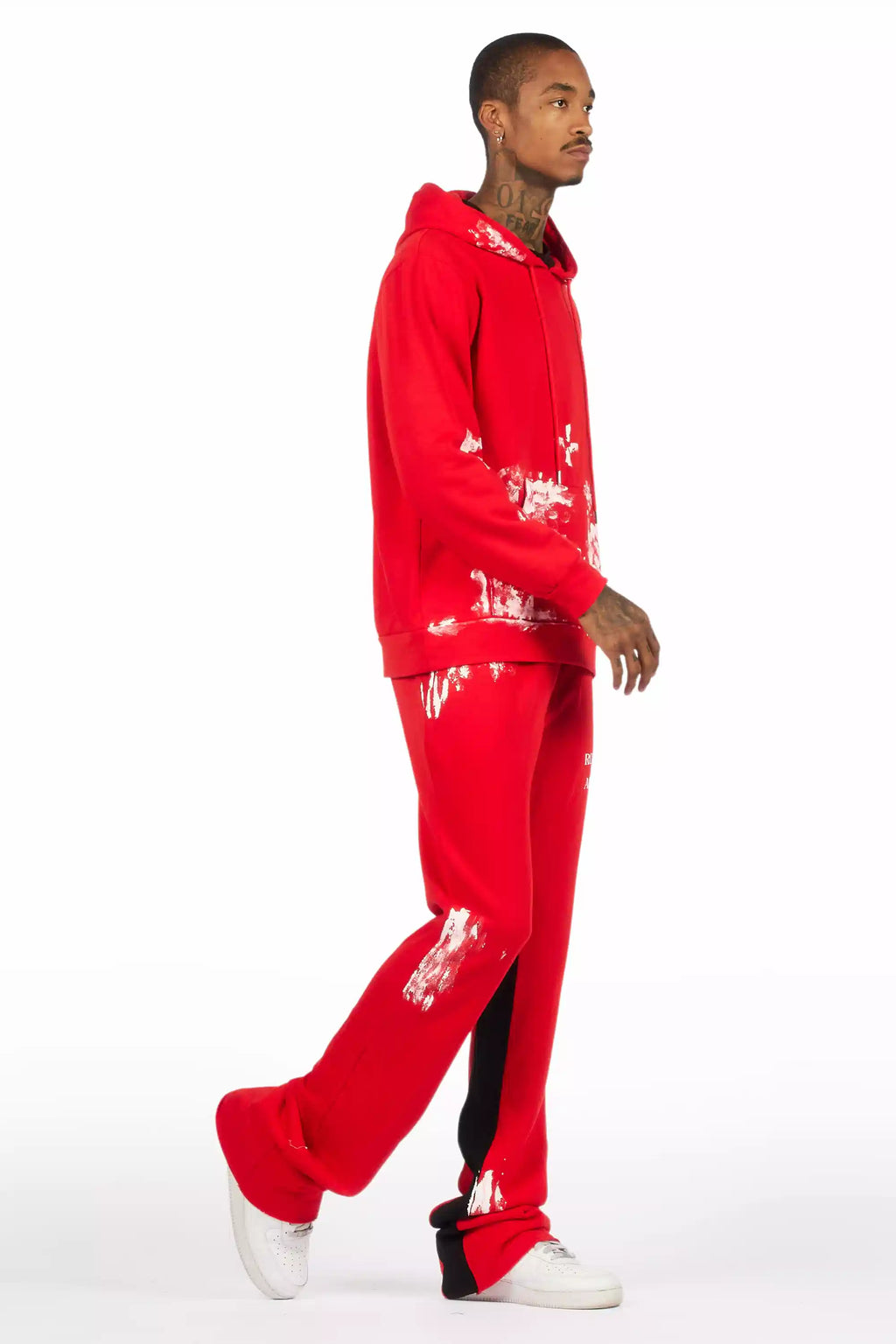 Filip Red/White Hoodie/Baggy Stacked Track Pant Set