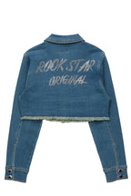 Chequea Tinted Dark Wash Crop Denim Jacket