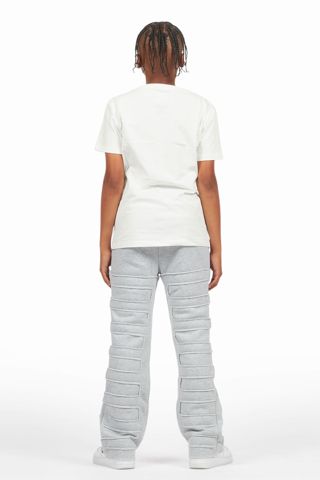 Boys Emilio White /Heather Grey T-Shirt Flare Sweat Pant Set