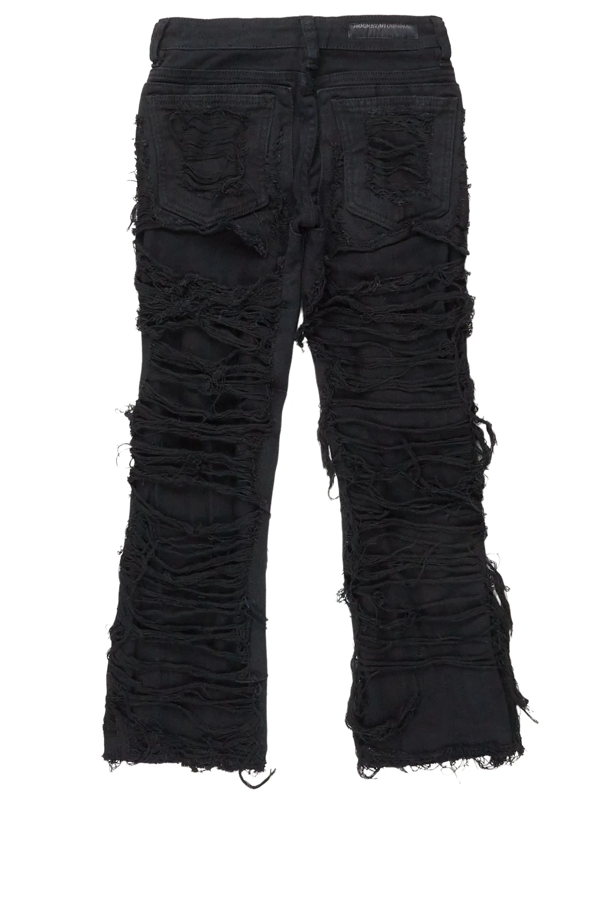 Girls Concetta Jet Black Stacked Flare Jean
