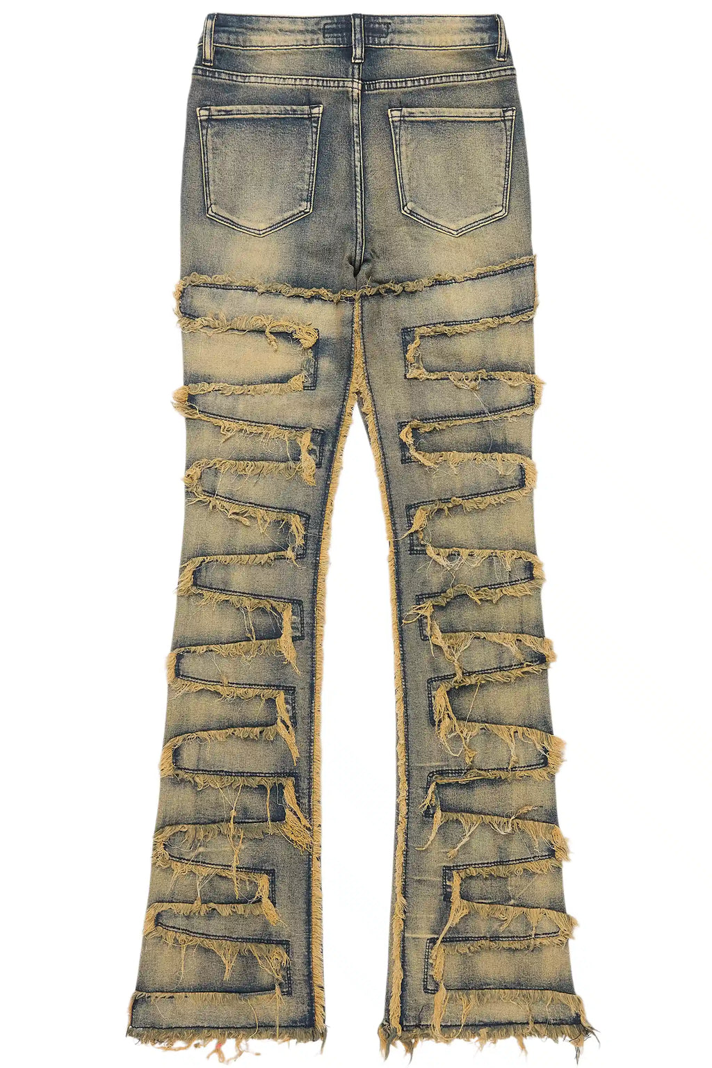 Zinata Tinted Dark Wash Painted Stacked Flare Jean