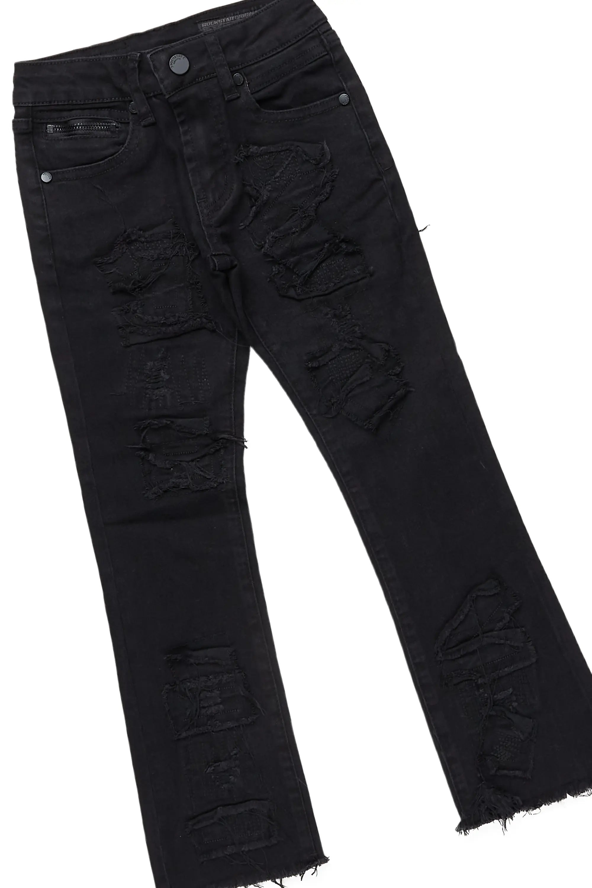 Boys Amos Heather Grey T-Shirt/Stacked Flare Jean Set