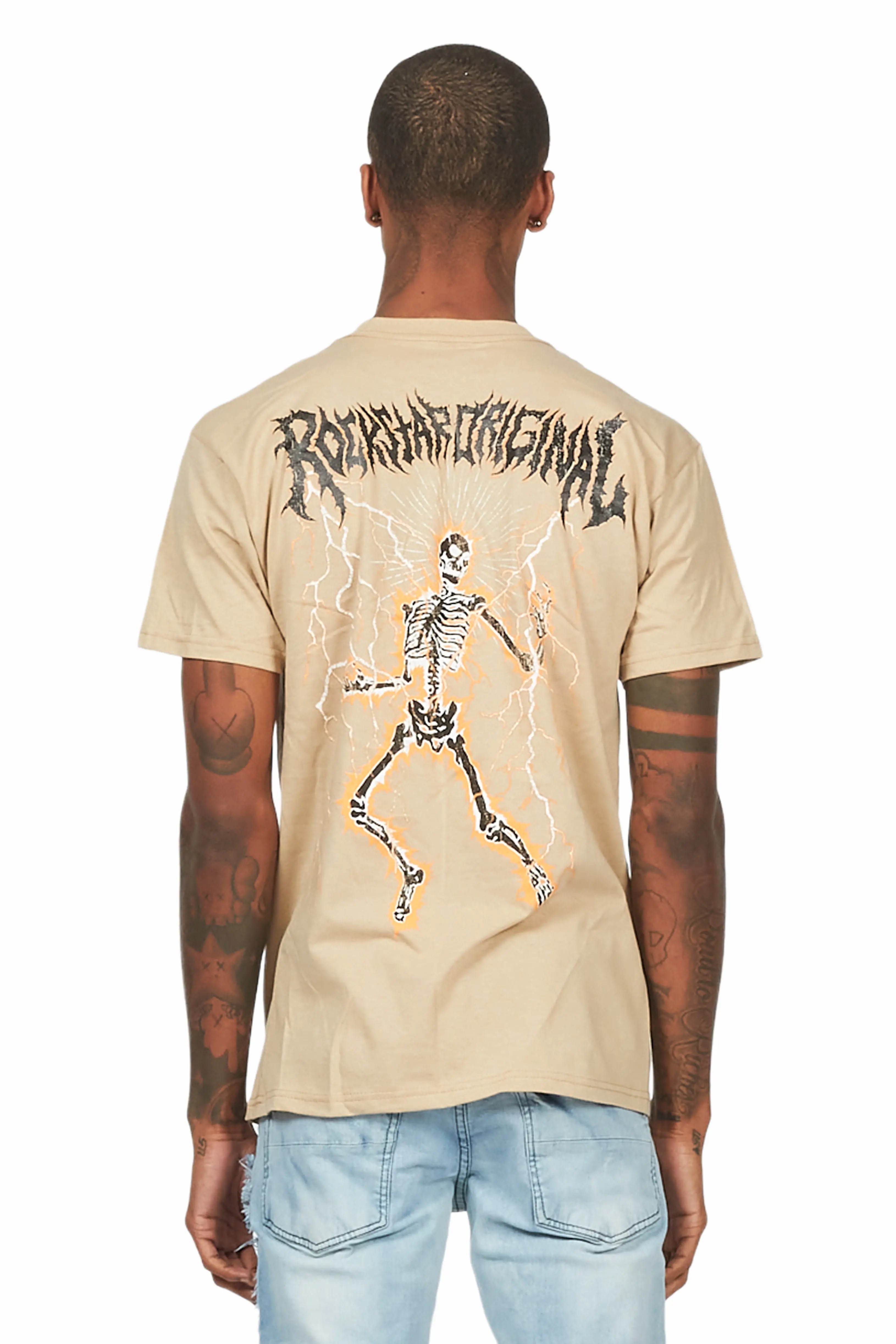 Deathrown Beige Graphic T-Shirt