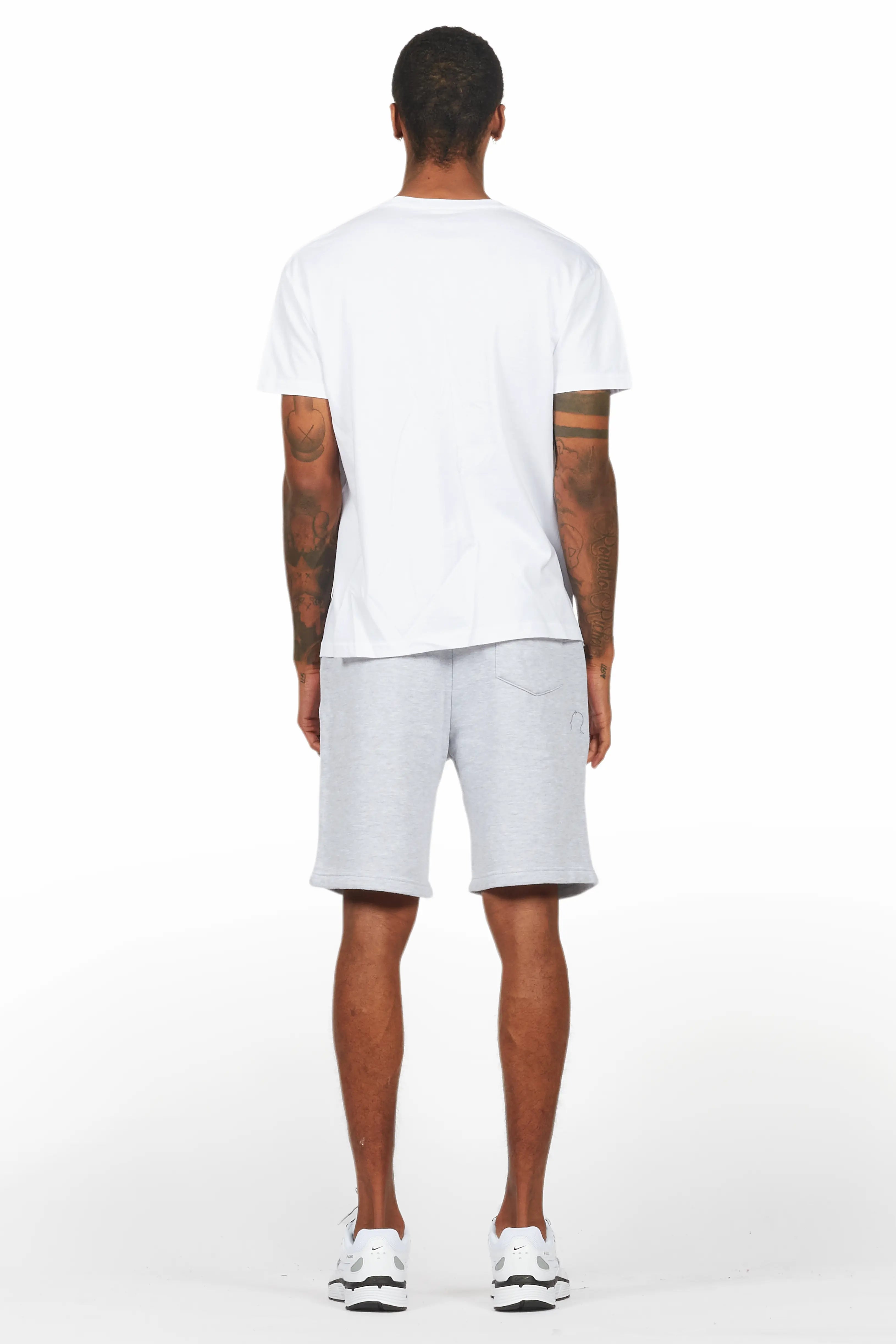 Amos White/Grey Graphic T-Shirt Short Set