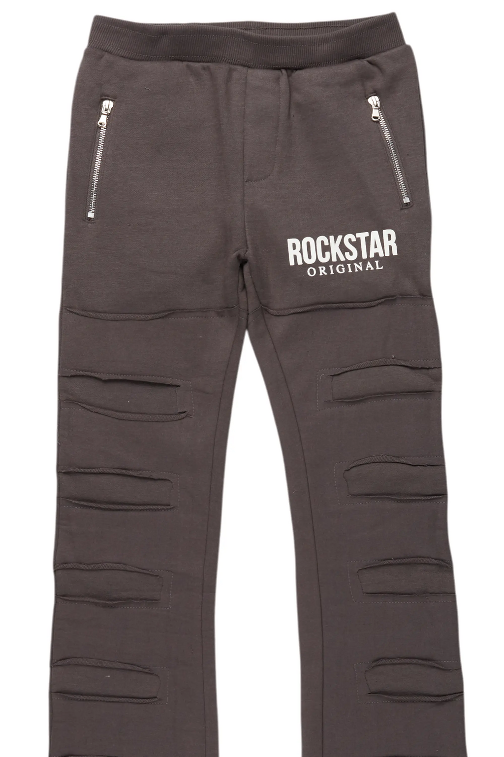 Boys Emilio Vintage Grey Stacked Flare Track Pant
