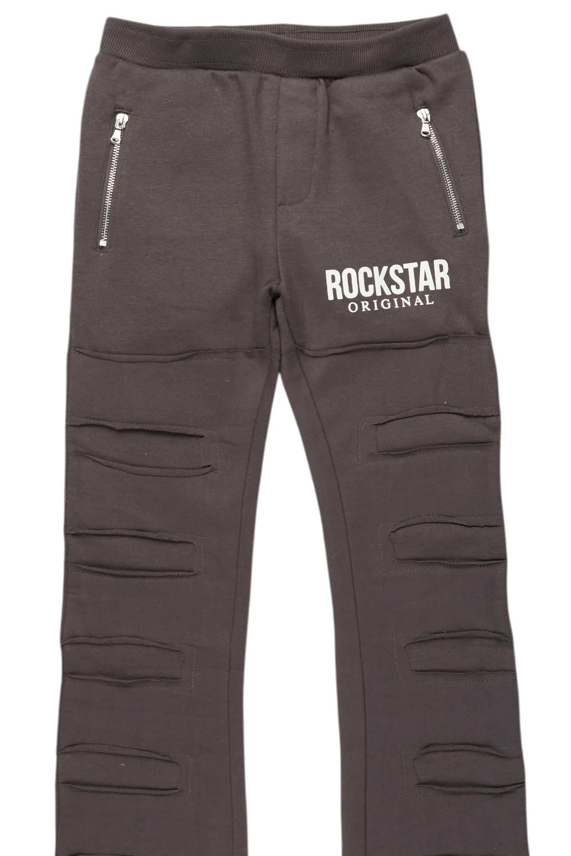 Boys Emilio Vintage Grey Stacked Flare Track Pant