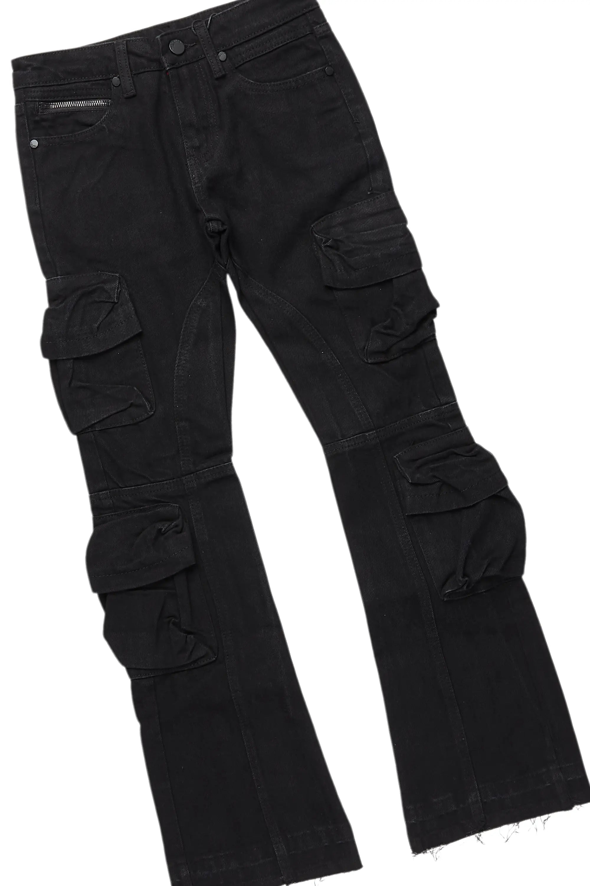 Boys Beau Black Hoodie/Stacked Flare Jean Set