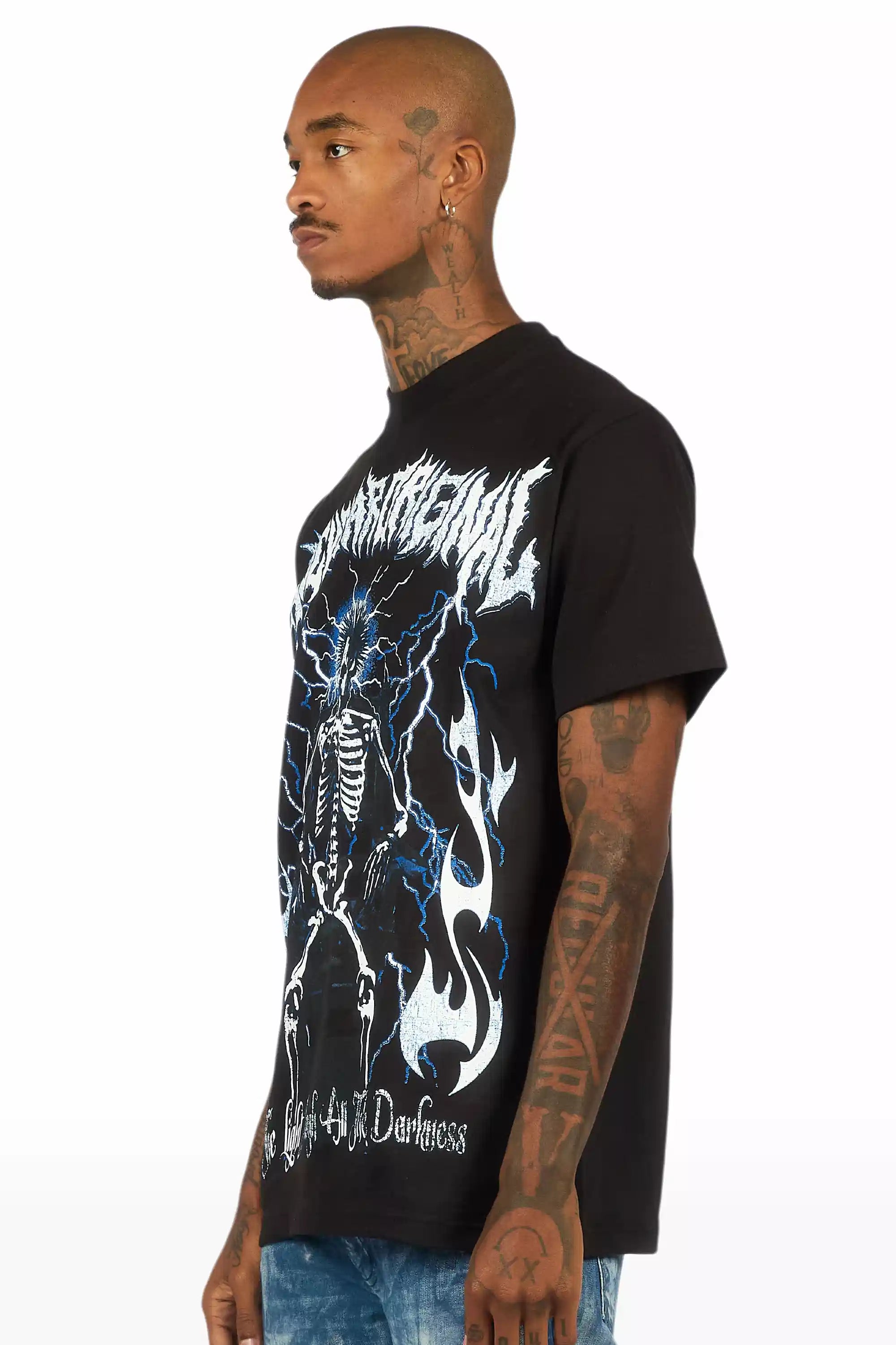 Deathrow Black Oversized Graphic T-Shirt