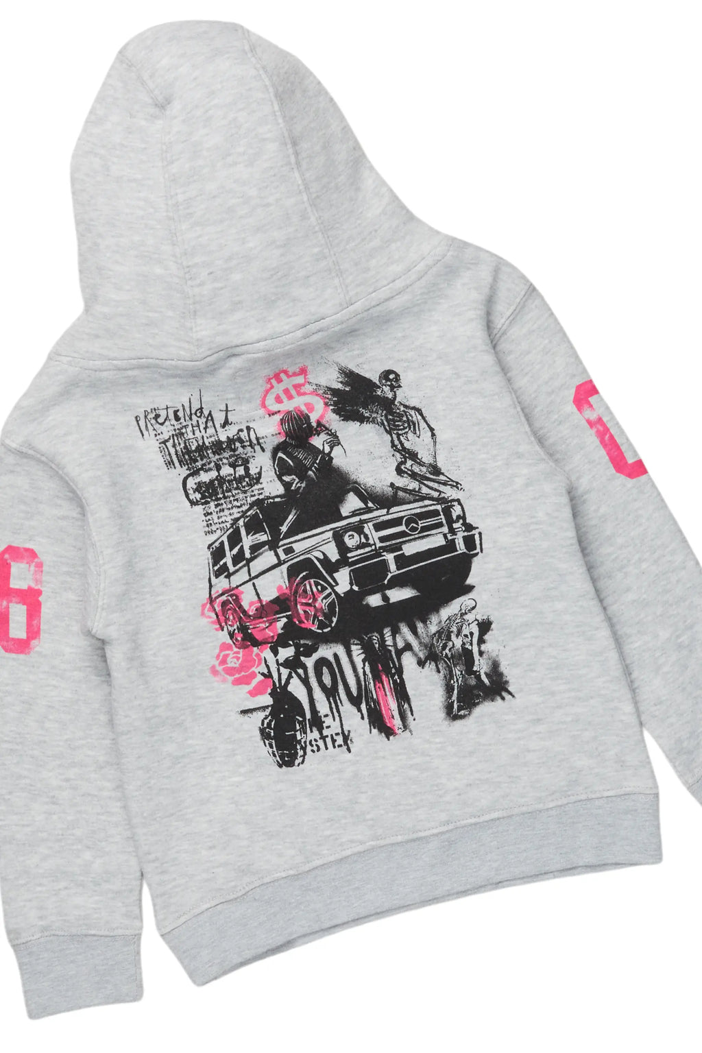 Girls Kammy Grey Hoodie/Stacked Flare Jean Set