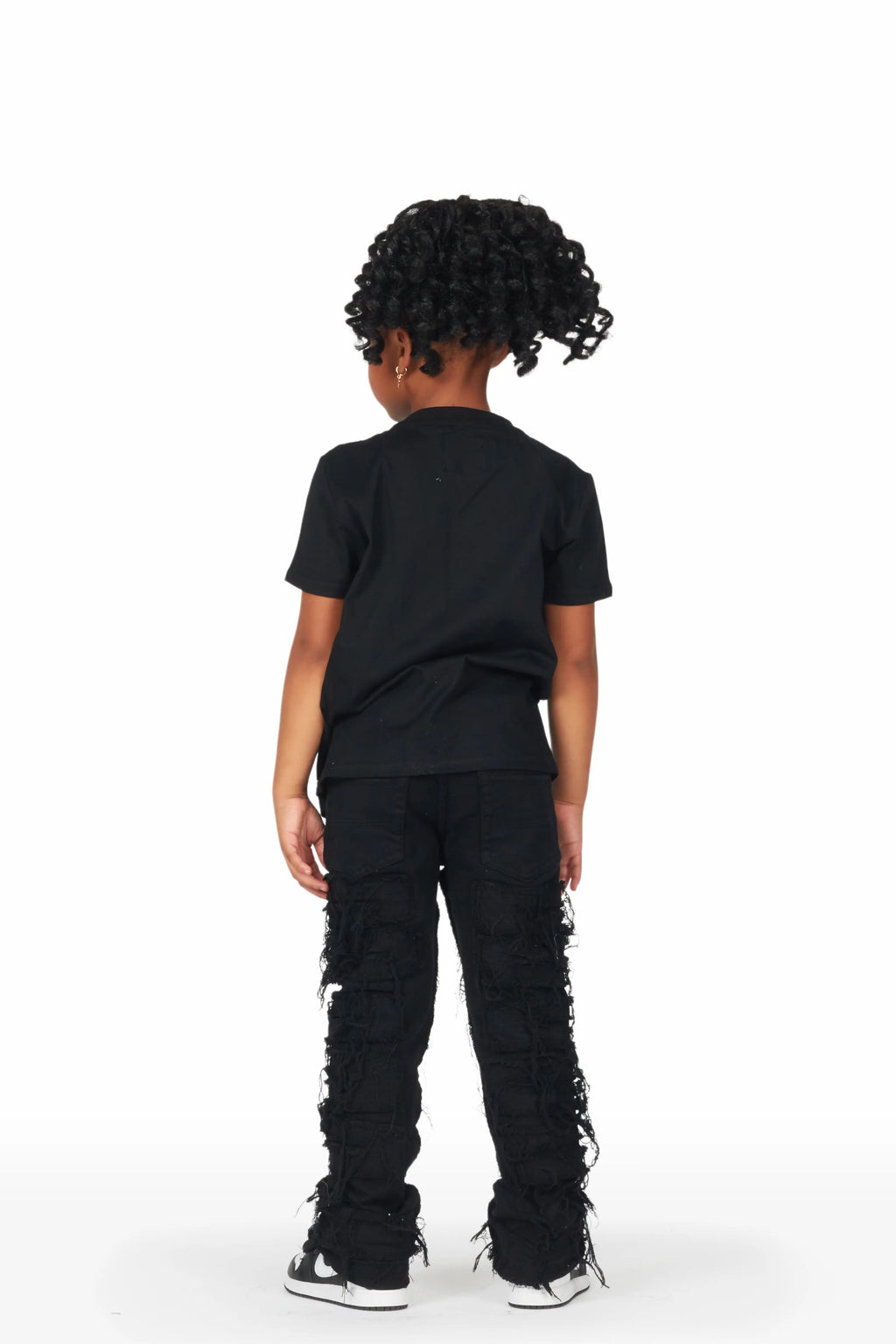 Girls Wanda Black Stacked Flare Jean
