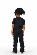 Girls Wanda Black Stacked Flare Jean