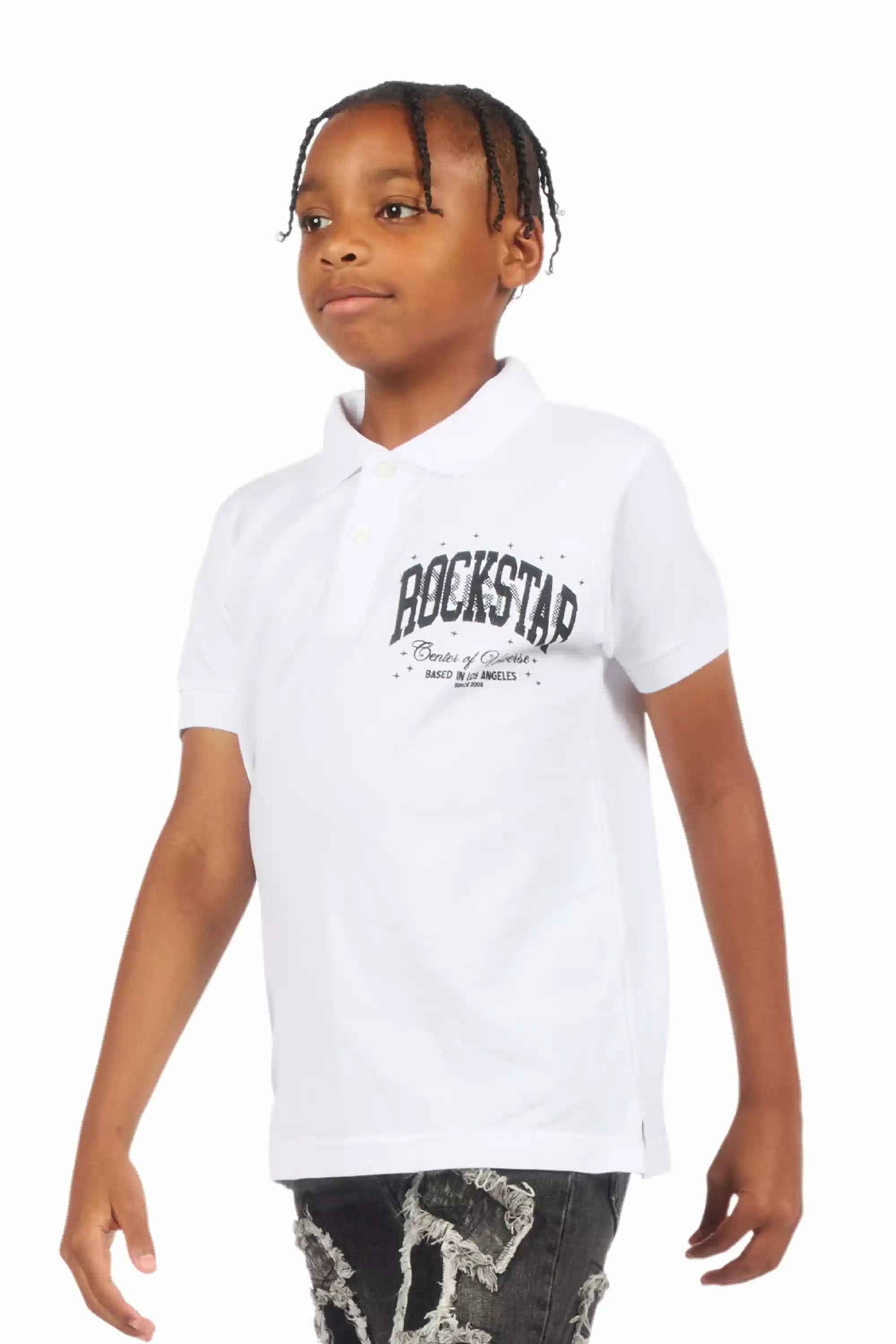 Boys Ruffo White/Black Polo