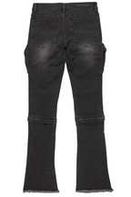 Jan Black Stacked Flare Cargo Jean