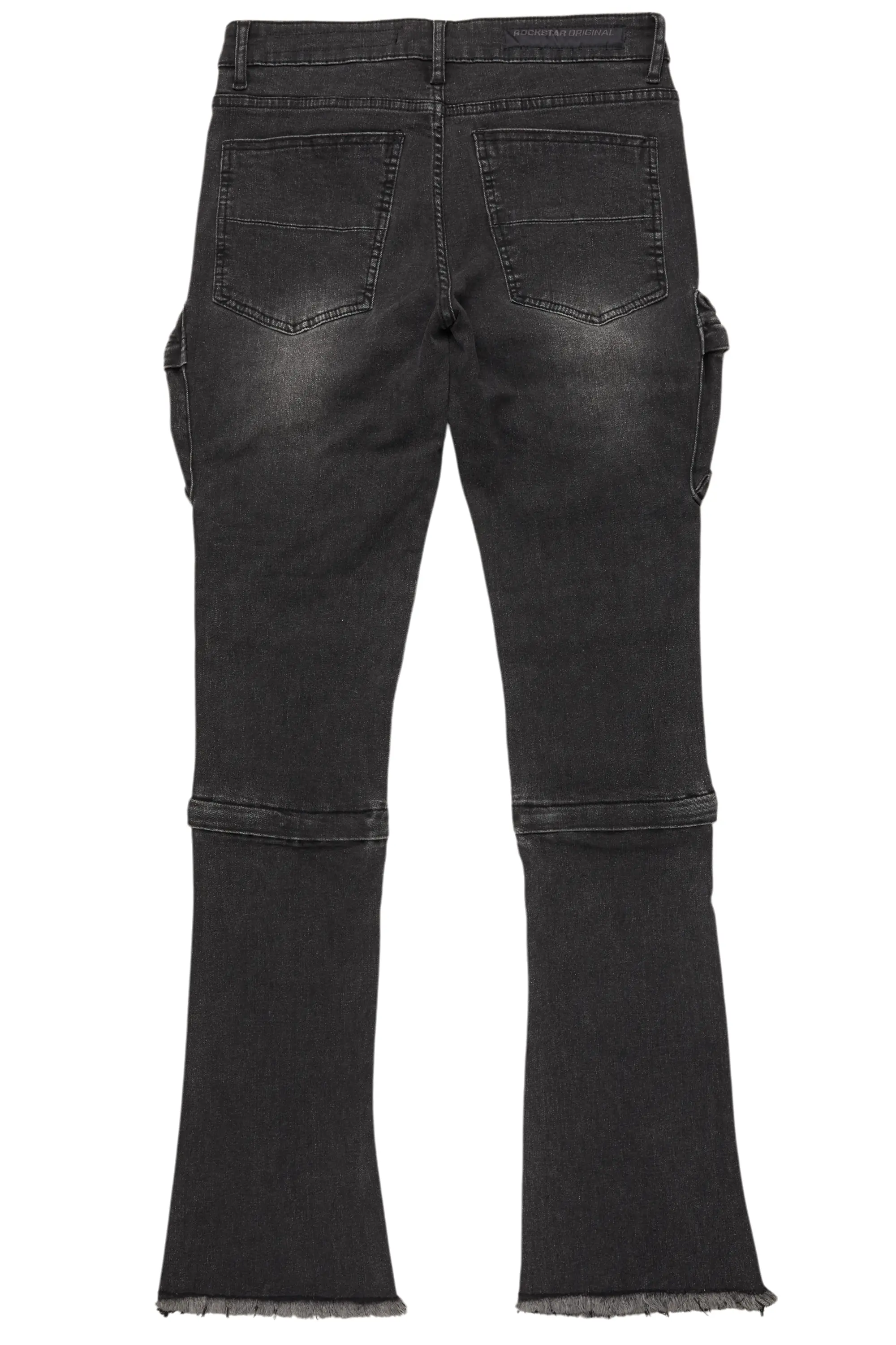 Jan Black Stacked Flare Cargo Jean