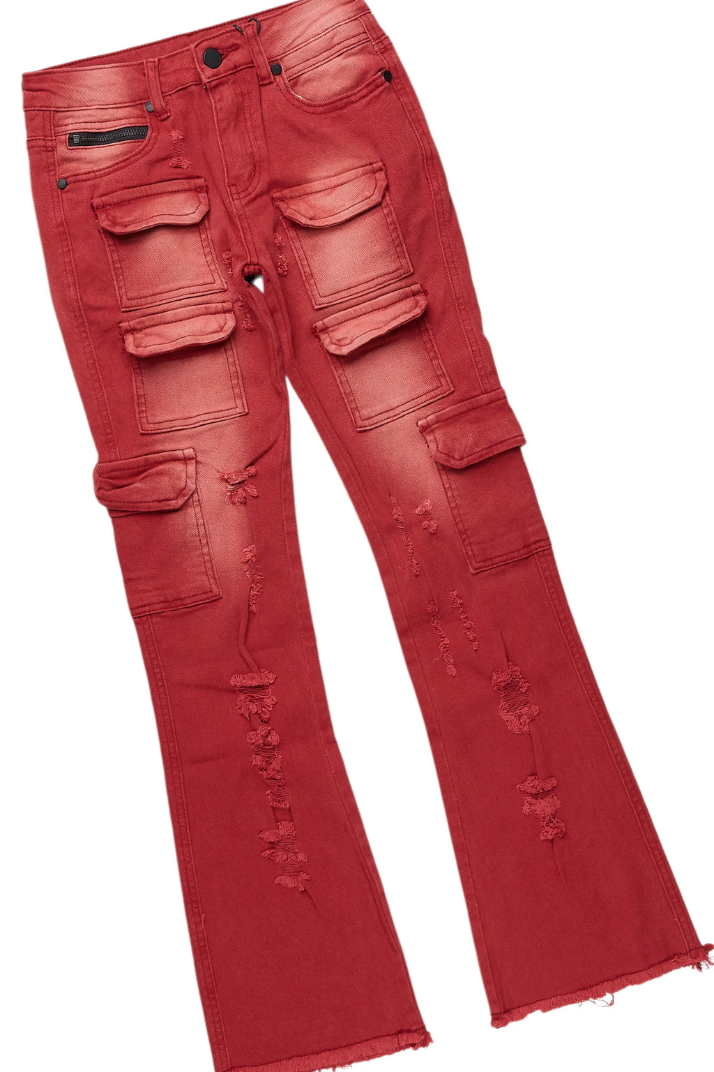 Boys Omer Grey/Red Hoodie/Stacked Flare Jean Set