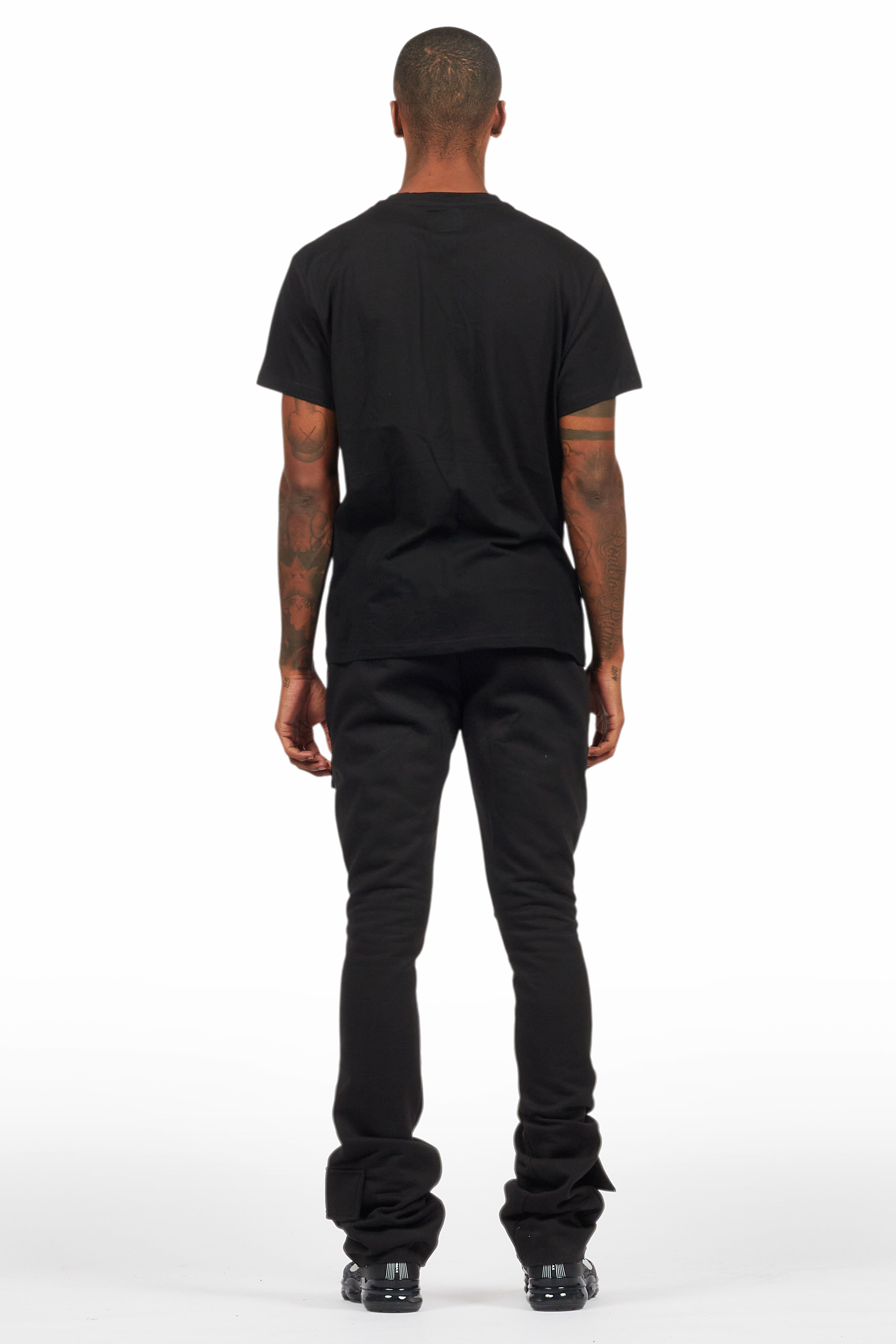 Connor Black T-Shirt/Stacked Flare Track Set