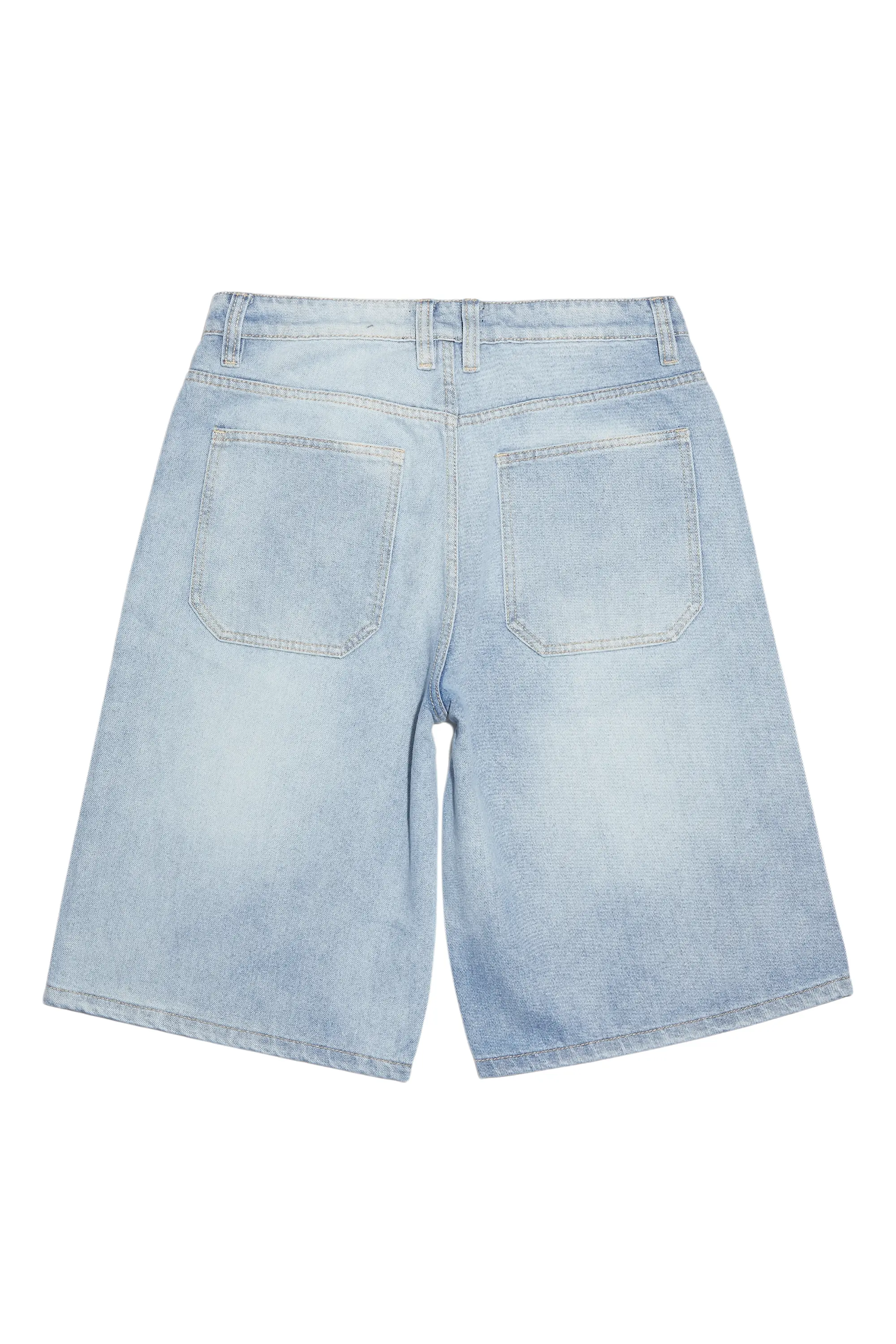 Amasa Light Blue Rhinestone Jort