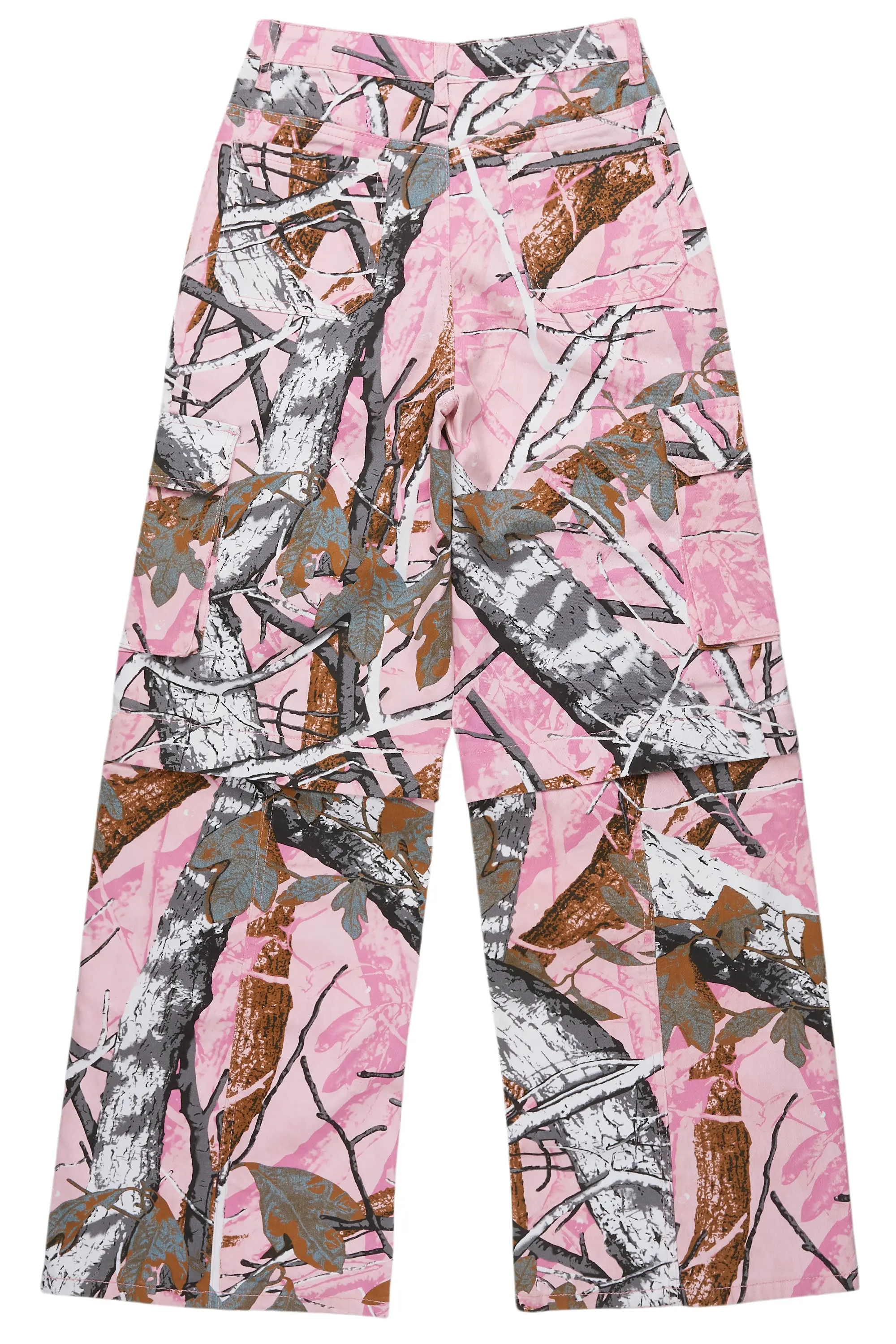 Precious Pink Tree Camo Baggy Stacked Jean