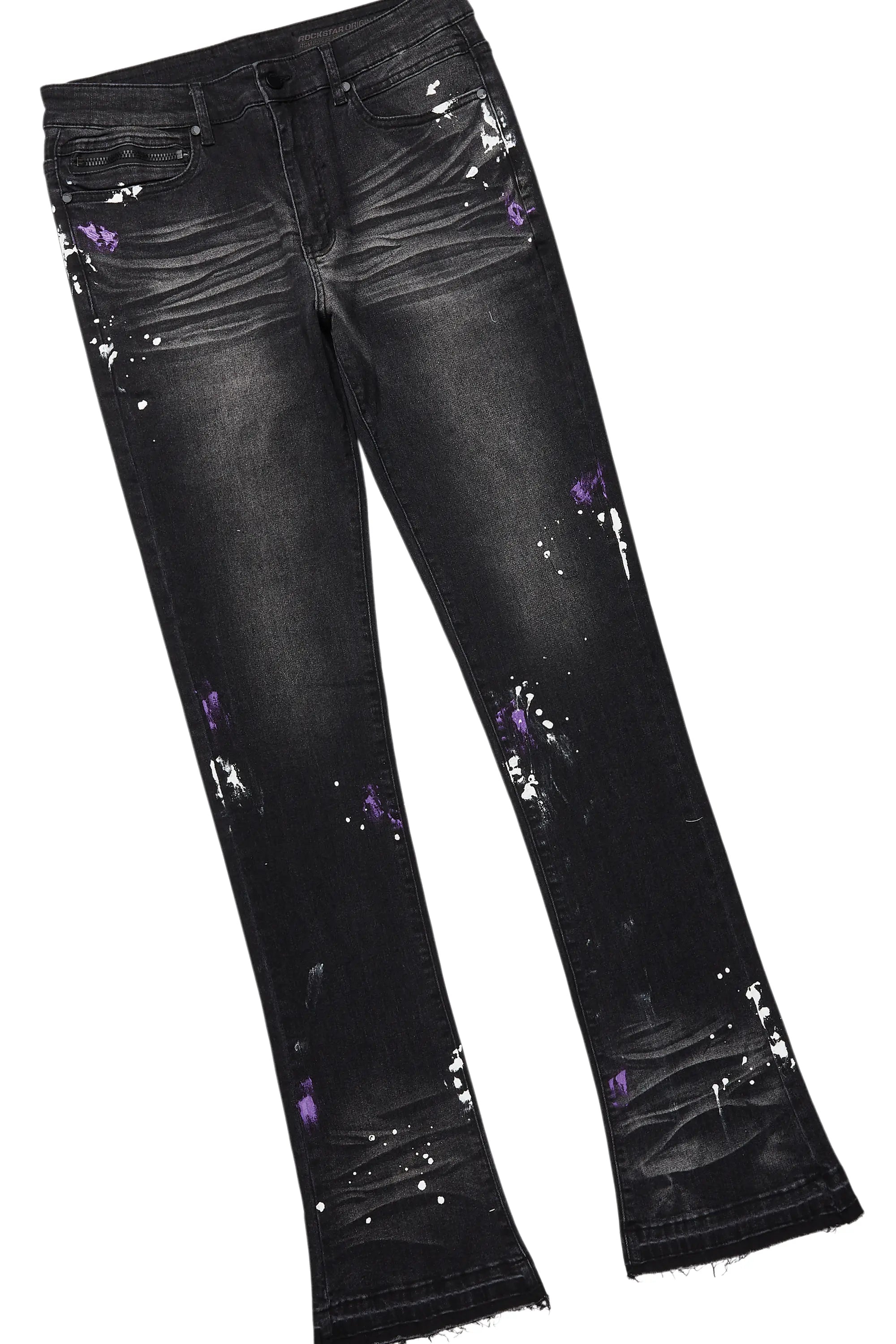 Amos Purple Graphic T-Shirt & Dag Dark Grey Jean Bundle