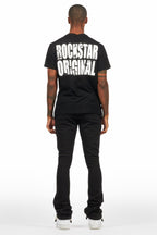 Keve Black T-Shirt Stacked Flare Track Set