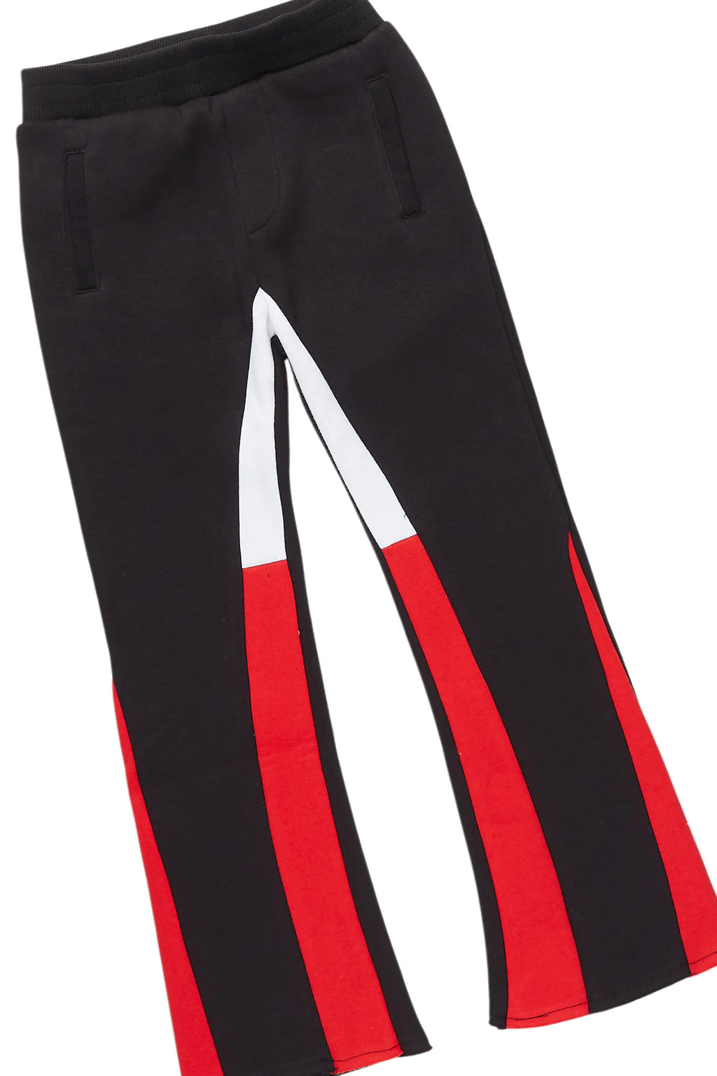 Boys Basic Black Stacked Flare Pant Set
