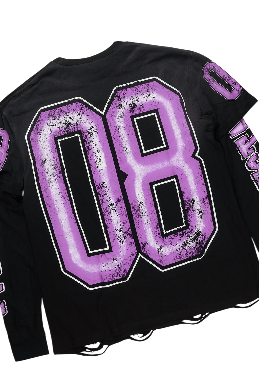 Fields Black/Purple Double Layer T-Shirt/Stacked Baggy Track Pant Set