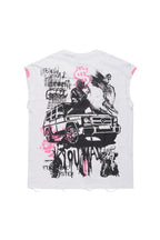 Grill White/Pink Graphic Muscle T-Shirt