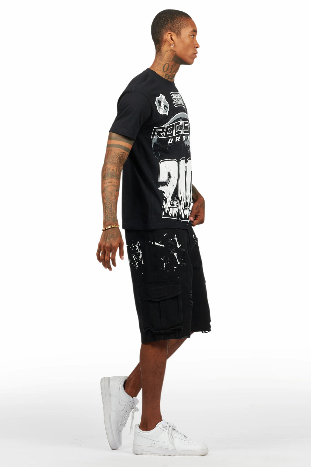 Amos Black T-Shirt/Denim Short Set