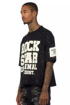 Yulian Black Boxy Crop T-Shirt