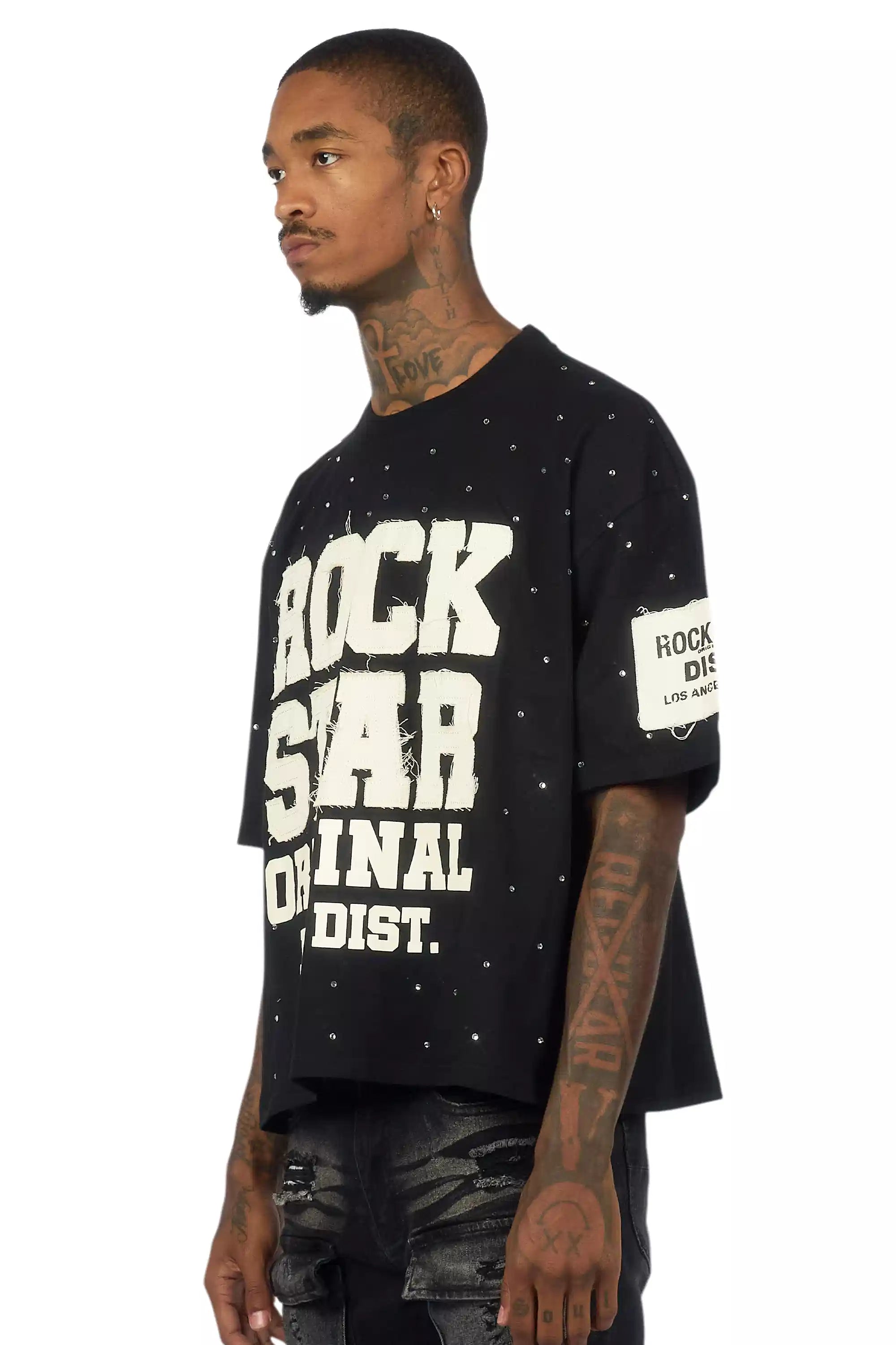 Yulian Black Boxy Crop T-Shirt