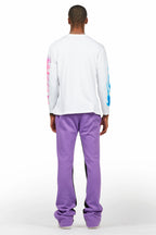 Beno Purple/White Long Sleeve T-Shirt/Baggy Pant Set