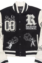 Sharray Black Oversized Varsity Jacket