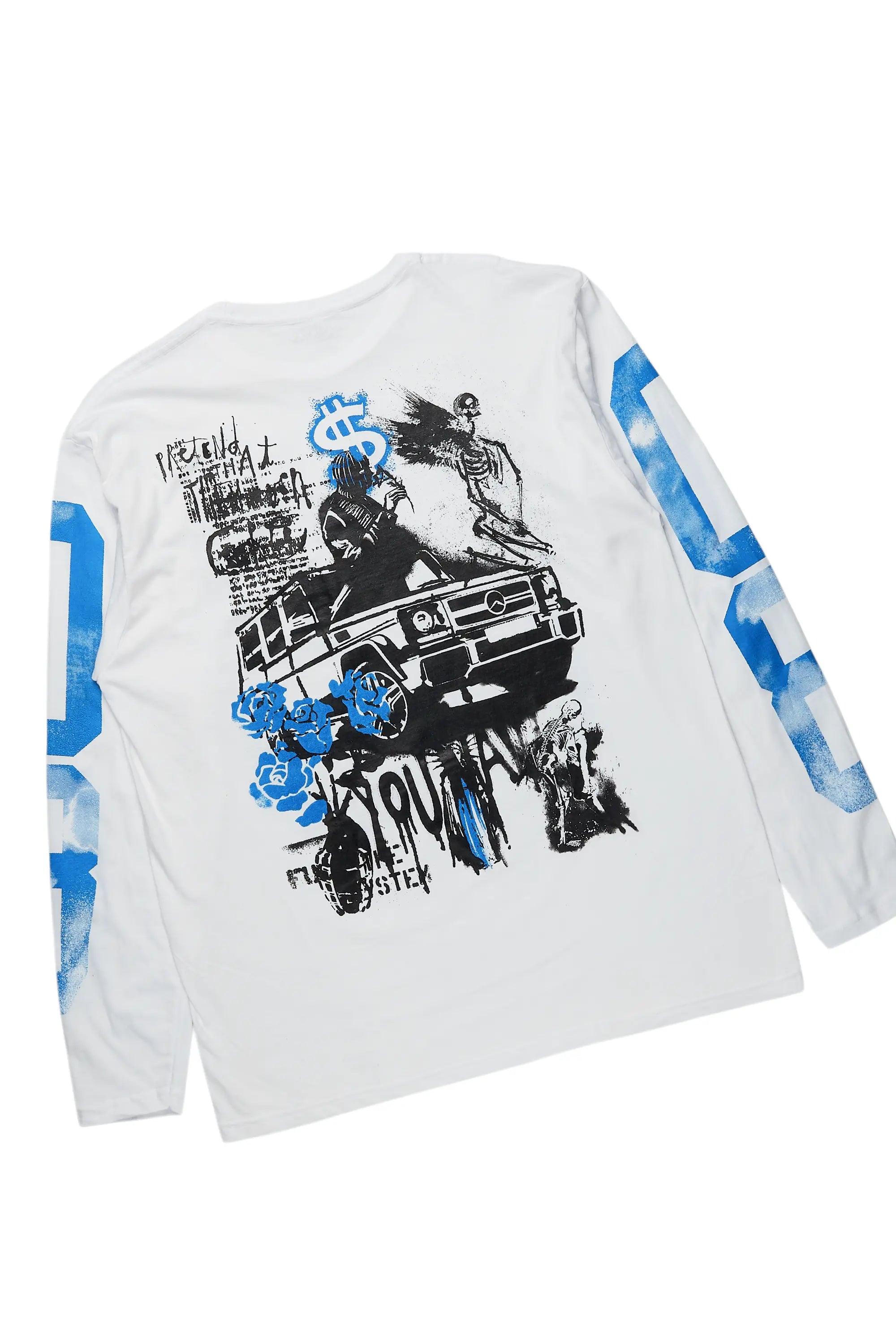 Grill White/Royal Long Sleeve T-Shirt/Baggy Pant Set