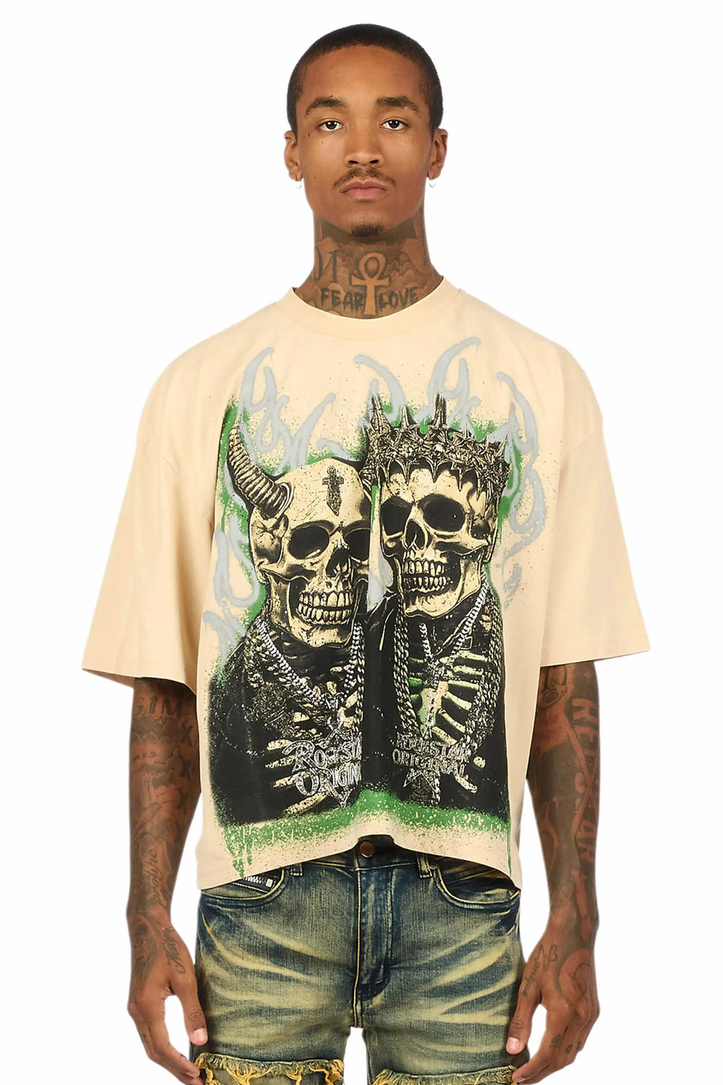 Kingston Beige/Black Boxy Crop T-Shirt