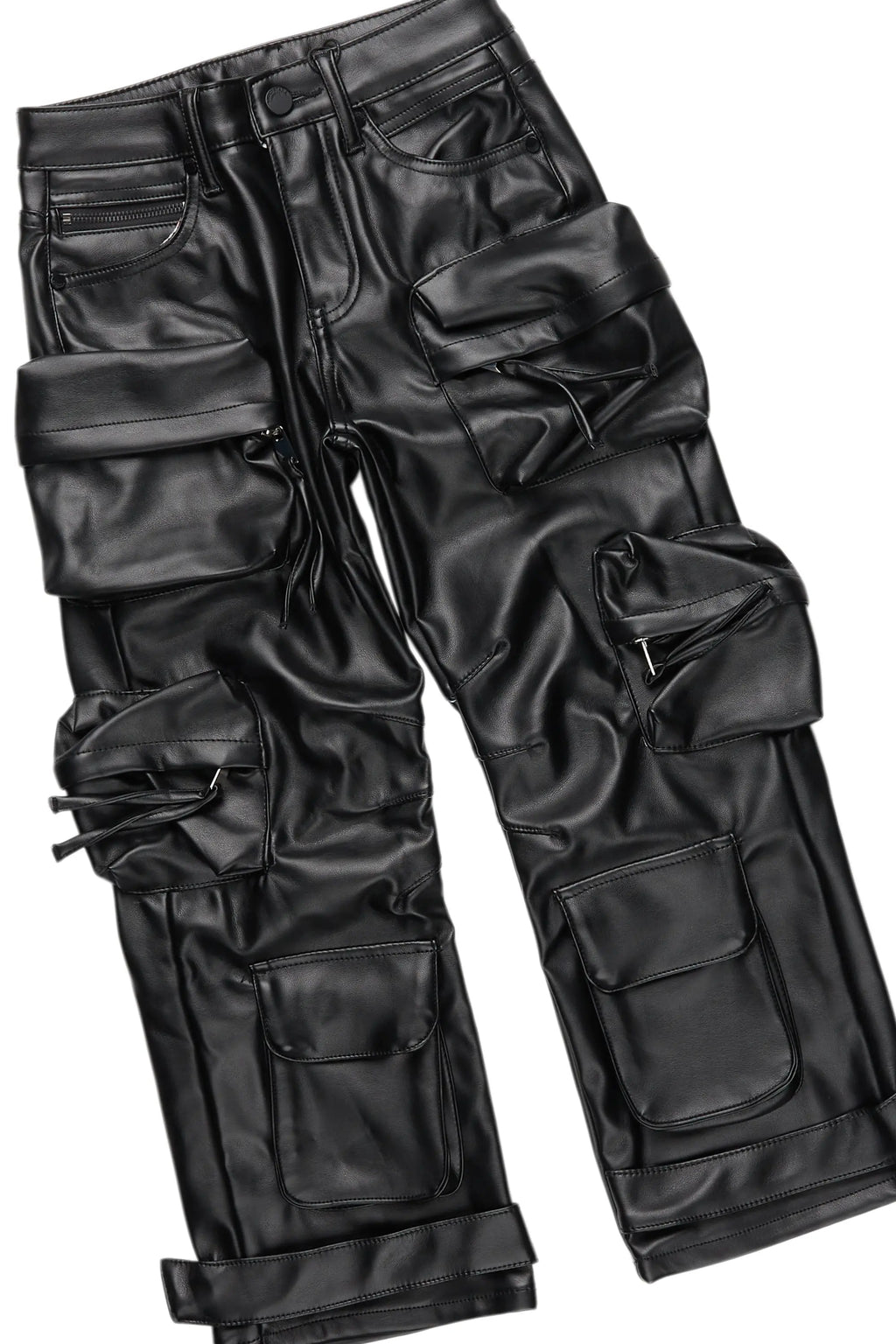 Boys Cadiz Vintage Grey Hoodie/Baggy Fit PU Jean Set