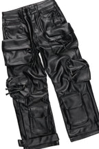 Boys Cadiz Vintage Grey Hoodie/Baggy Fit PU Jean Set