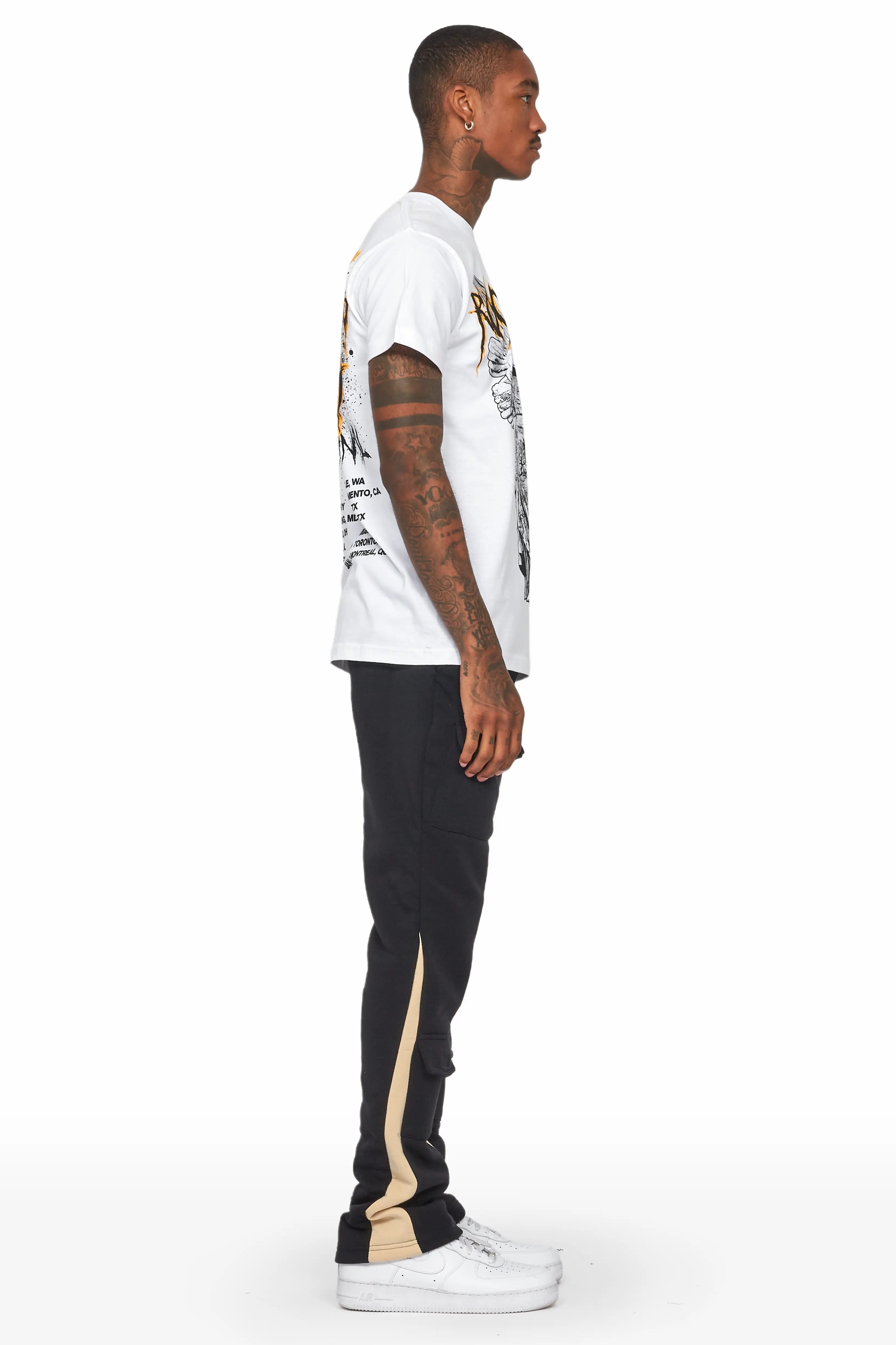 Joncarlo Black Stacked Flare Track Pant